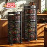 [Llevá 2 y Pagá 1] Frutera MetalRack de Acero Inoxidable Rotativa de 4/5 Niveles + REGALO: Kit de Potes Herméticos