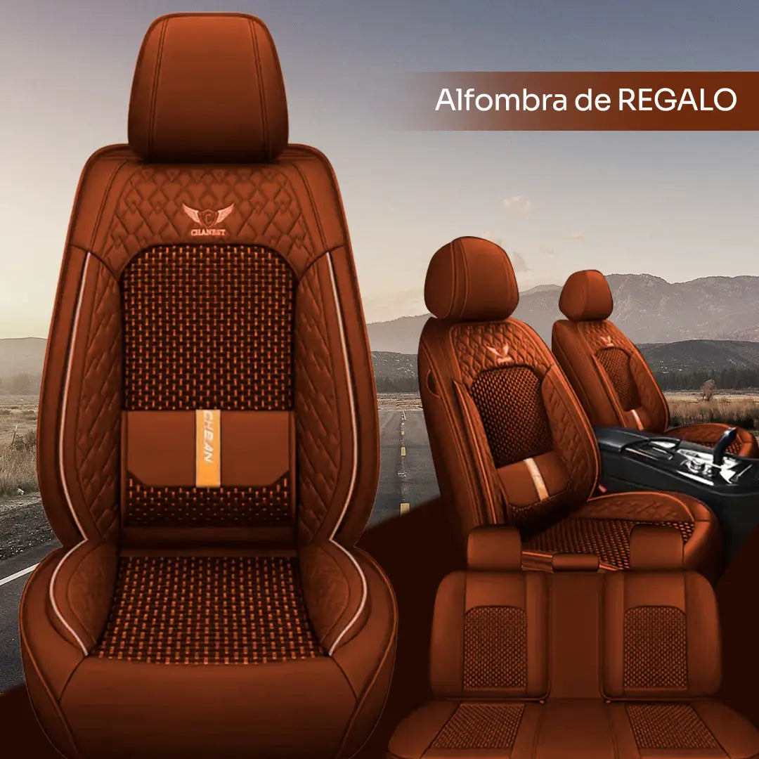 Funda Completa para Asientos de Auto en Cuero Legítimo + Juego de Alfombras Completo